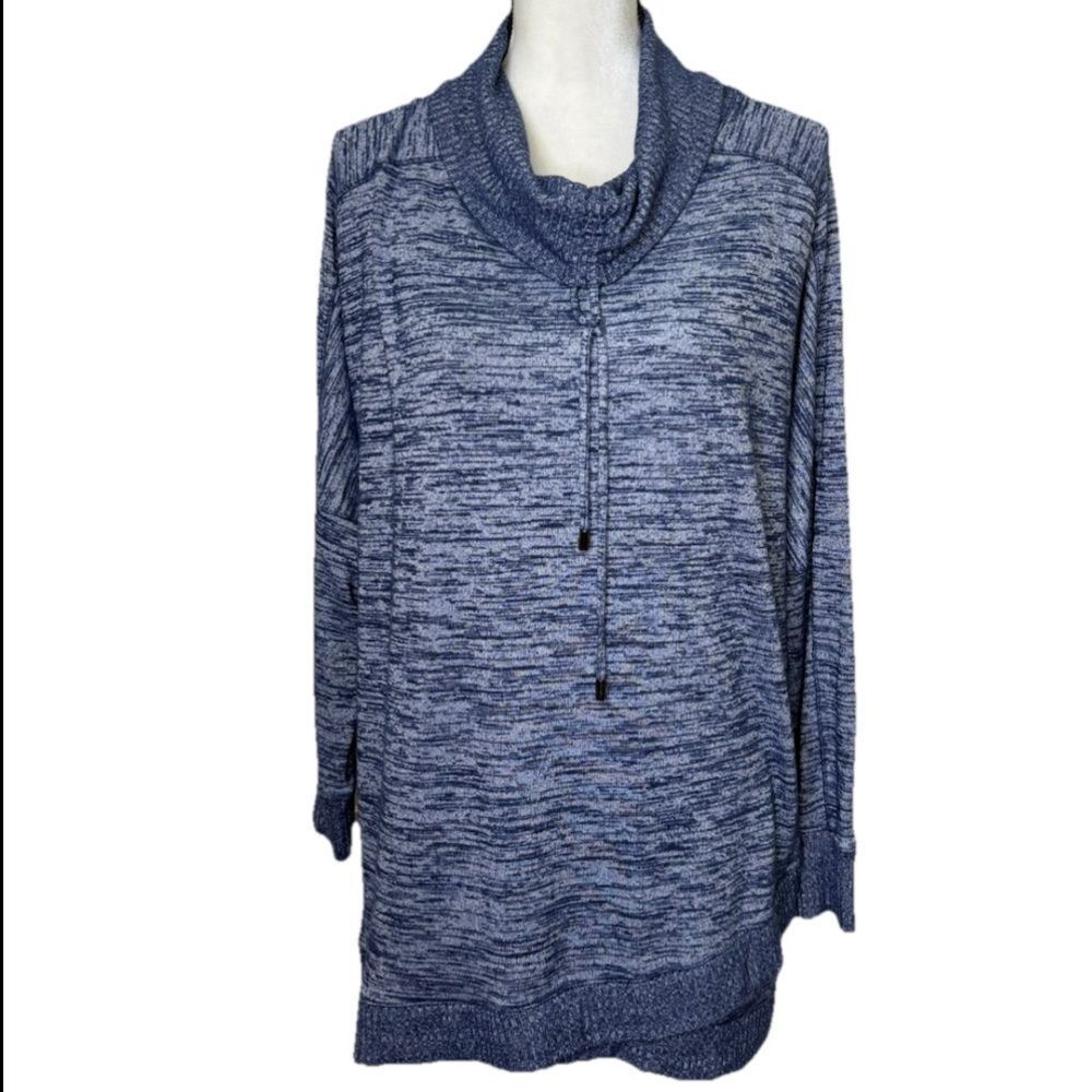 Chico's Zenergy Cowl Neck Tunic Top Shirt Women’s long sleeves pullover blue